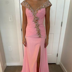 Light Pink Chiffon Evening Gown, Tony Bowls - Size 6 (altered to 2-4)